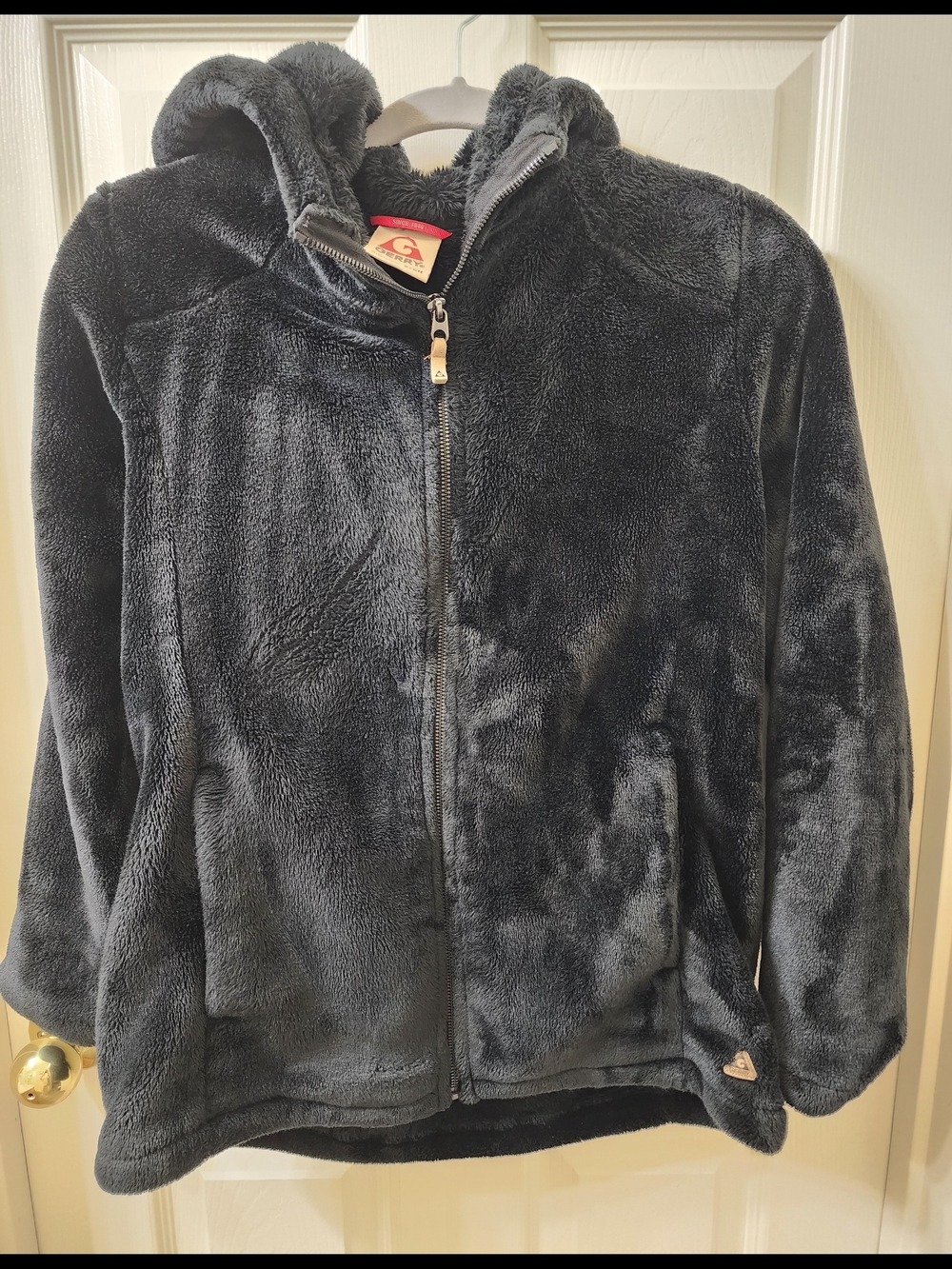 Plush Hooded Zip Jacket - Black